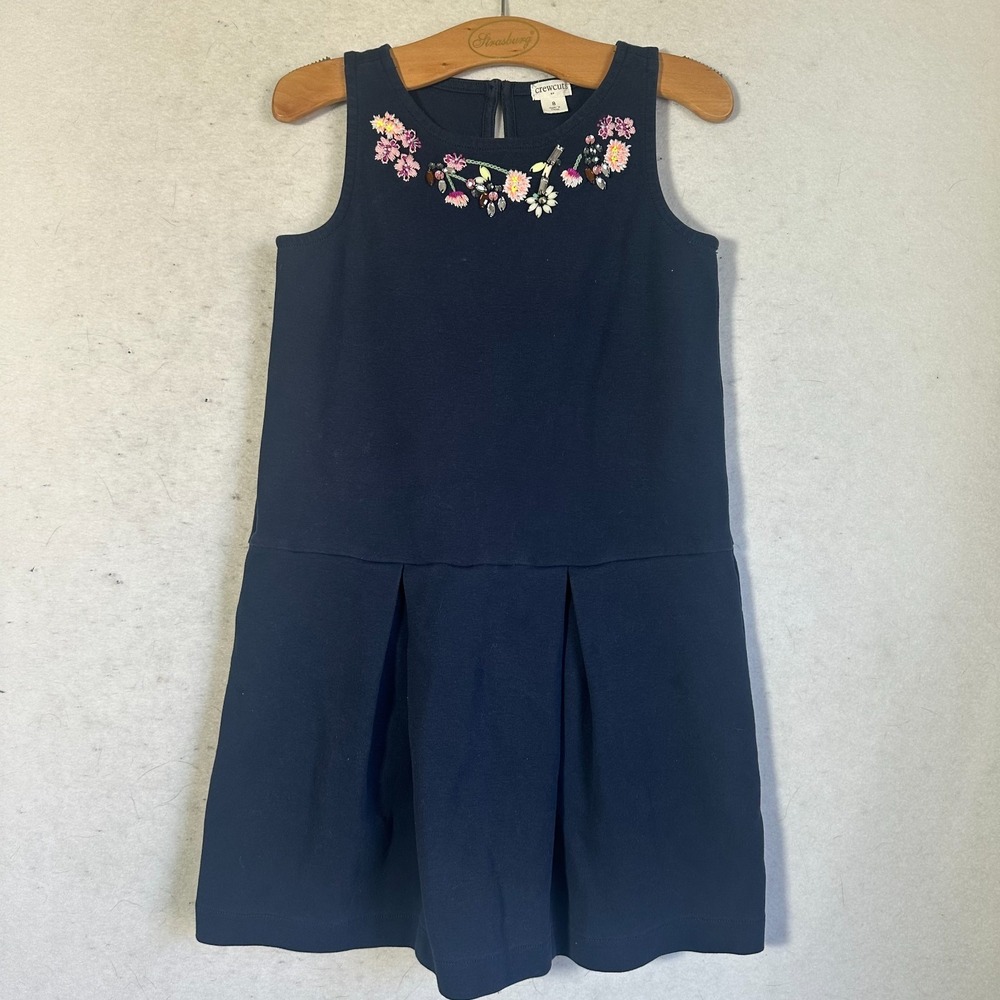 Crewcuts‎ dress Girl's Size 8 jumper Navy blue rhinestone embellishments